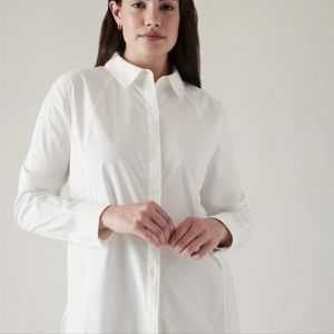 Athleta Relaxed Poplin Top White NWT